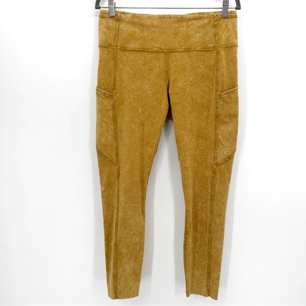 Lululemon Fast and Free High Rise Yellow Pocket Tight 25" Ice Dye 12 Leggings